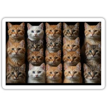 20 cats cat lover sweet animals fur love miau - Sticker Größe S (10 x 10 cm) - Mattweiß - Vorne