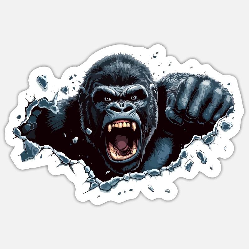 Gorilla Beast Strike - Sticker size S (10 x 10 cm) - white matte