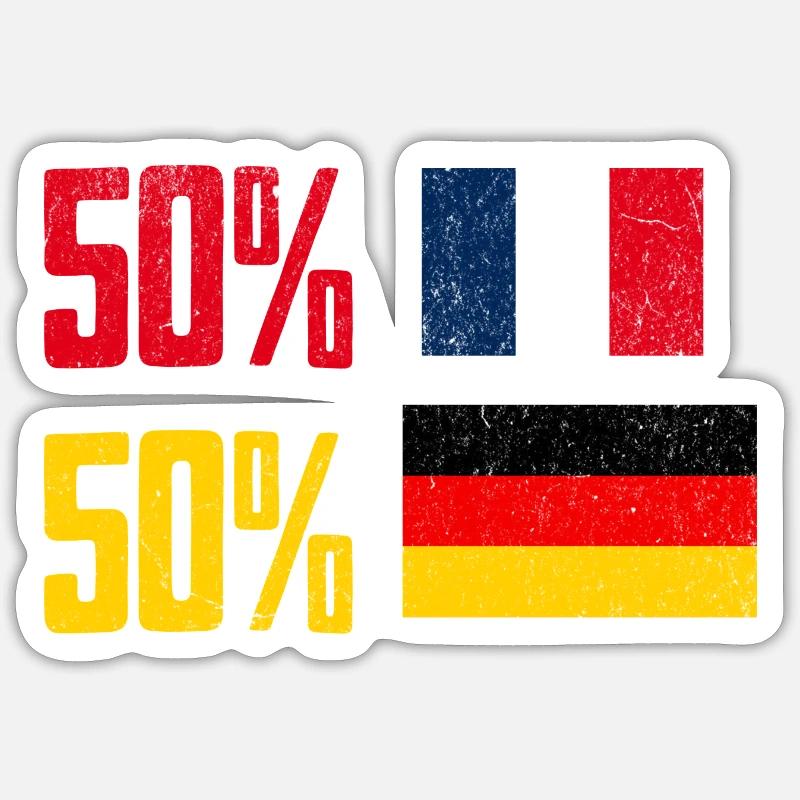 Moitié Français Moitié Allemand - Sticker taille S (10 x 10 cm) - blanc mat