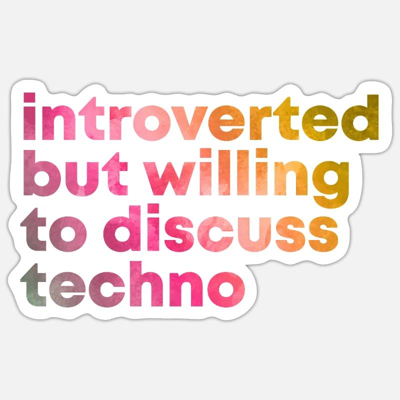 techno - Sticker taille S (10 x 10 cm) - blanc mat