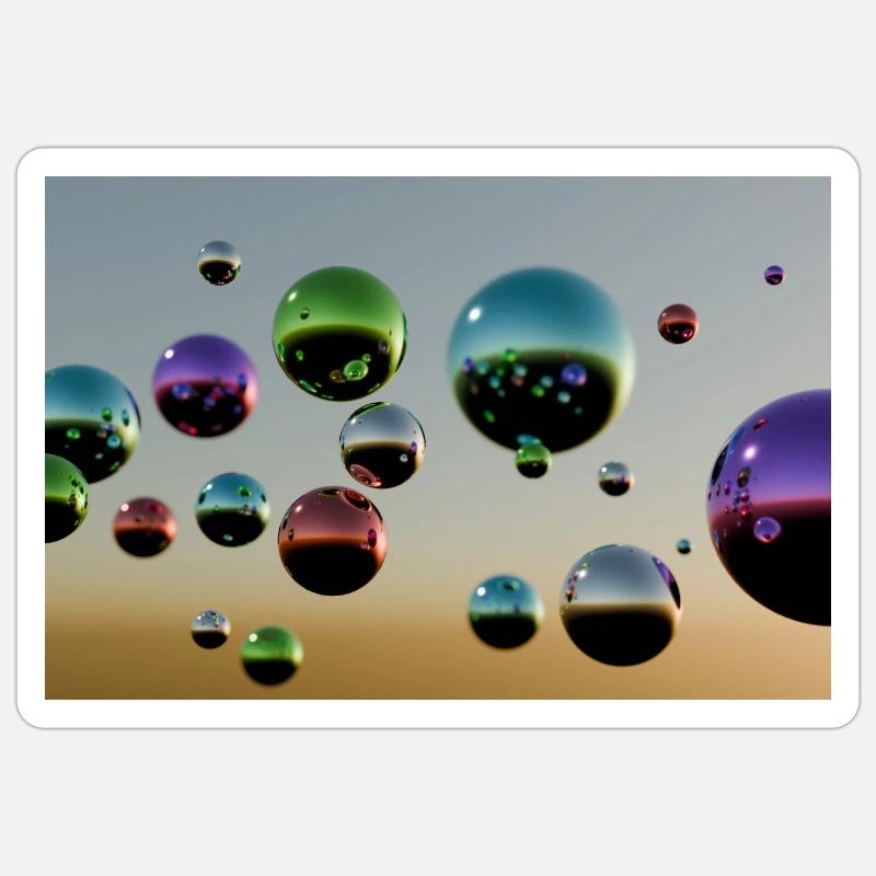 Bulle multicolore Sticker taille S (10 x 10 cm)