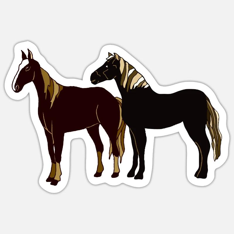 Chevaux - Sticker taille S (10 x 10 cm) - blanc mat