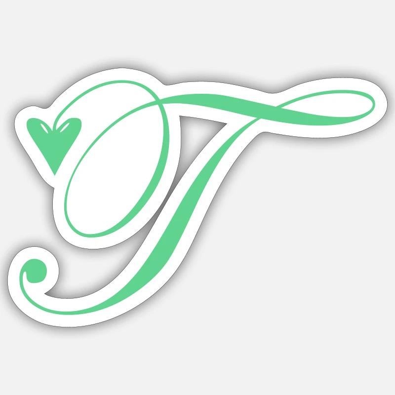 Monogram T Heart Vine Sticker size S (10 x 10 cm)