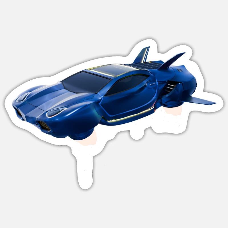 Sci-Fi Flying Car - Sticker size S (10 x 10 cm) - white matte