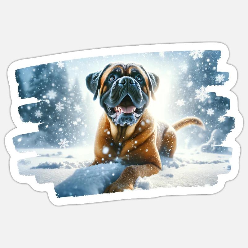 Boxer in wintry snowy landscape Sticker size S (10 x 10 cm)