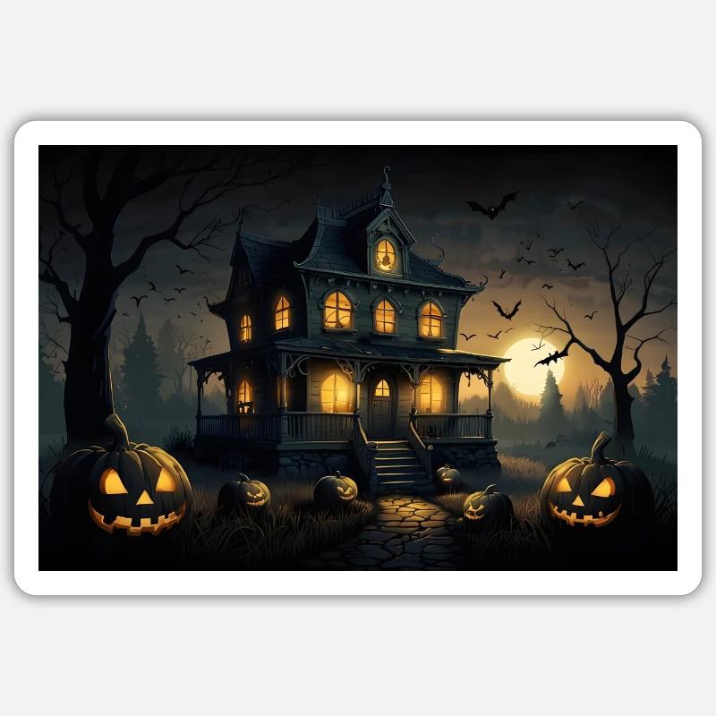 Blitz Halloween - Sticker Größe S (10 x 10 cm) - Mattweiß
