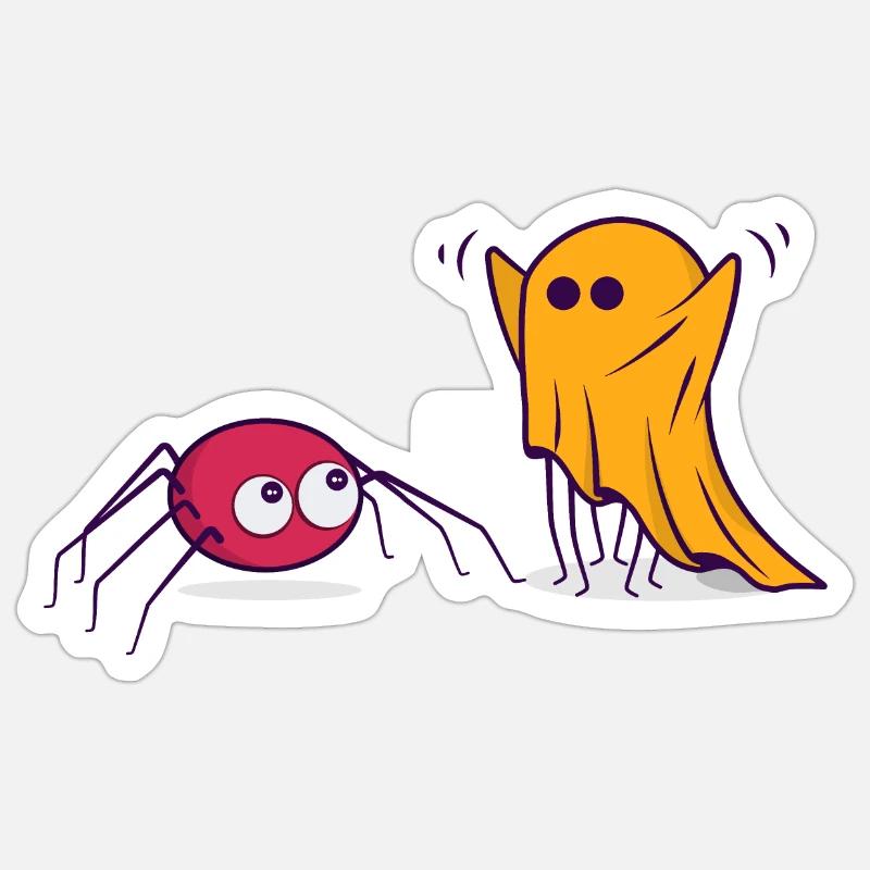 Halloween Spinne Geist Comic Cartoon Comic - Sticker Größe S (10 x 10 cm) - Mattweiß
