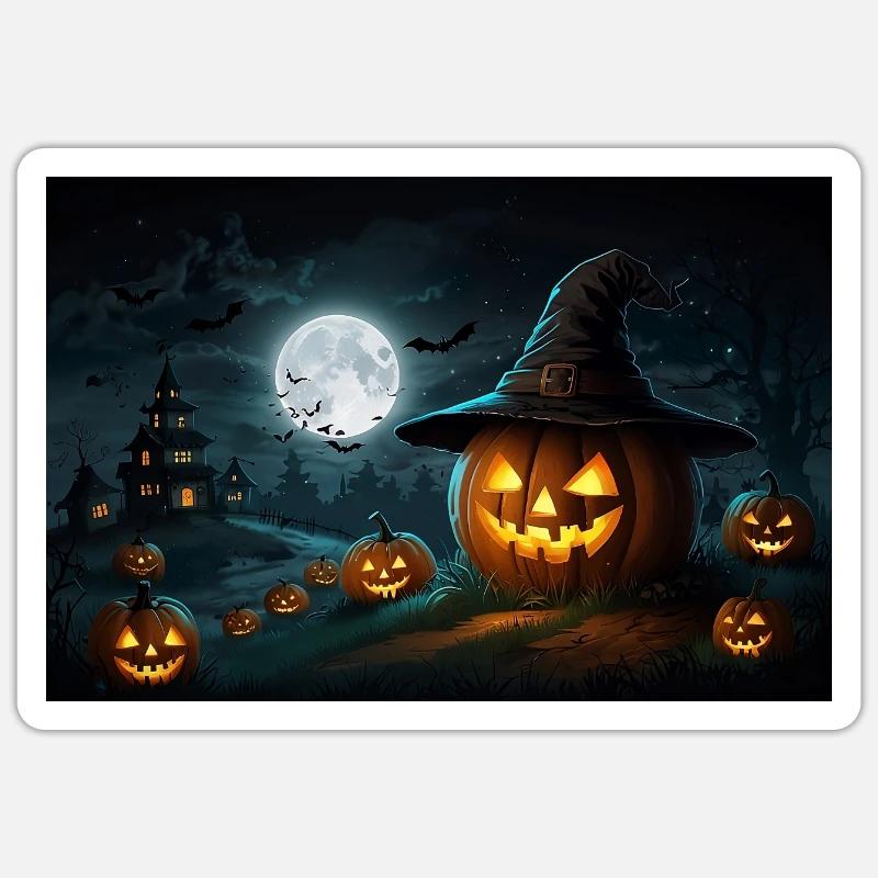 Lightning pumpkin Halloween Sticker size S (10 x 10 cm)
