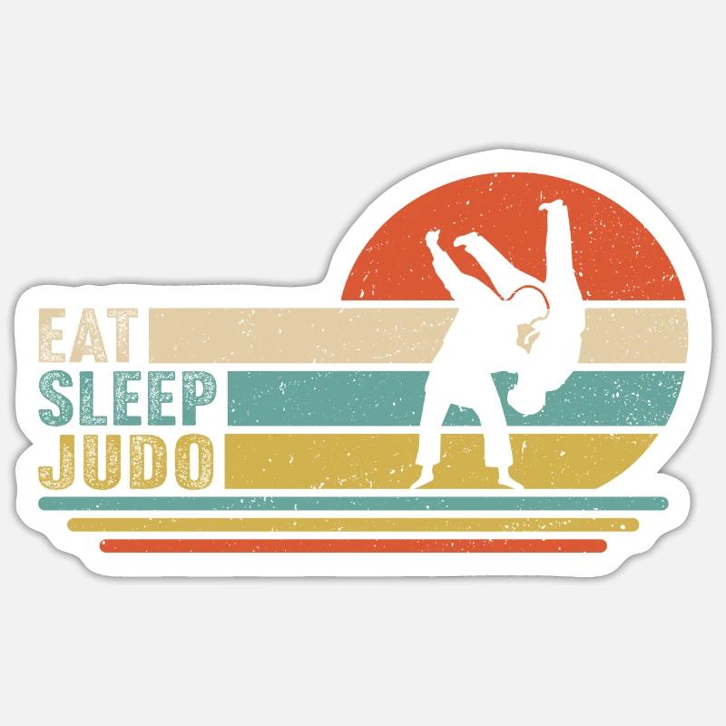 Manger Dormir judo - Sticker taille S (10 x 10 cm) - blanc mat