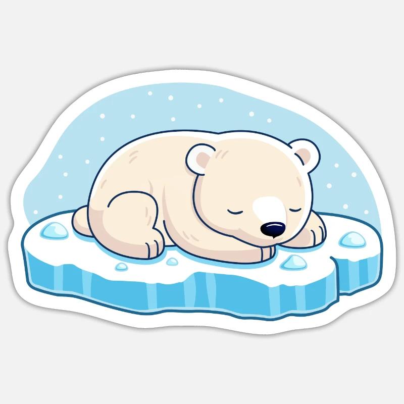 Schlafender Eisbär - Sticker Größe S (10 x 10 cm) - Mattweiß