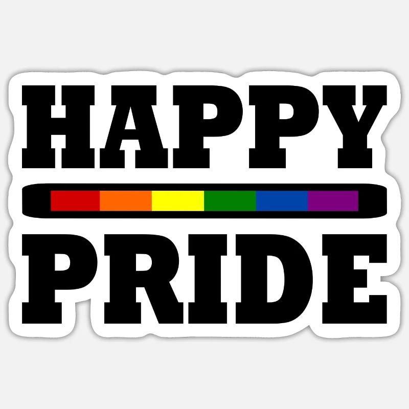 Happy pride - Sticker taille S (10 x 10 cm) - blanc mat