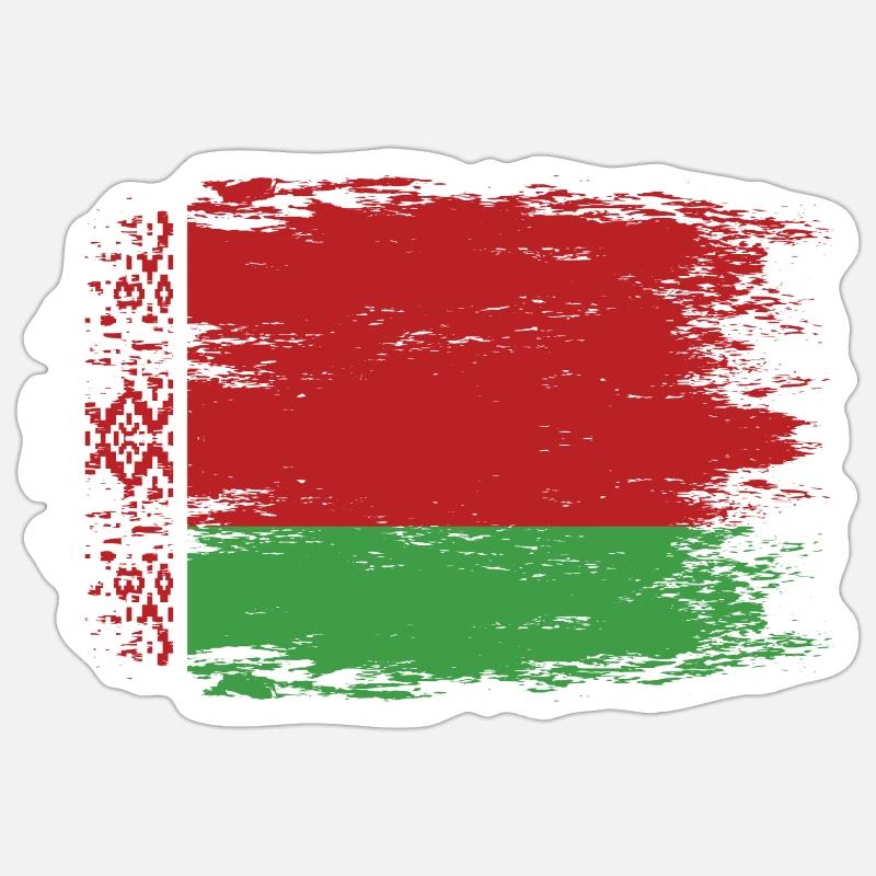 Drapeau de la Biélorussie look utilisé Sticker taille S (10 x 10 cm)