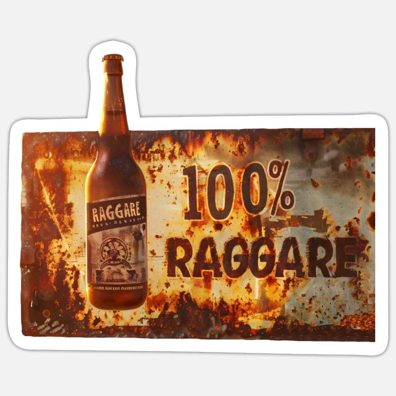 100% Raggare – Rustikales Bier-Feeling Sticker Größe S (10 x 10 cm)