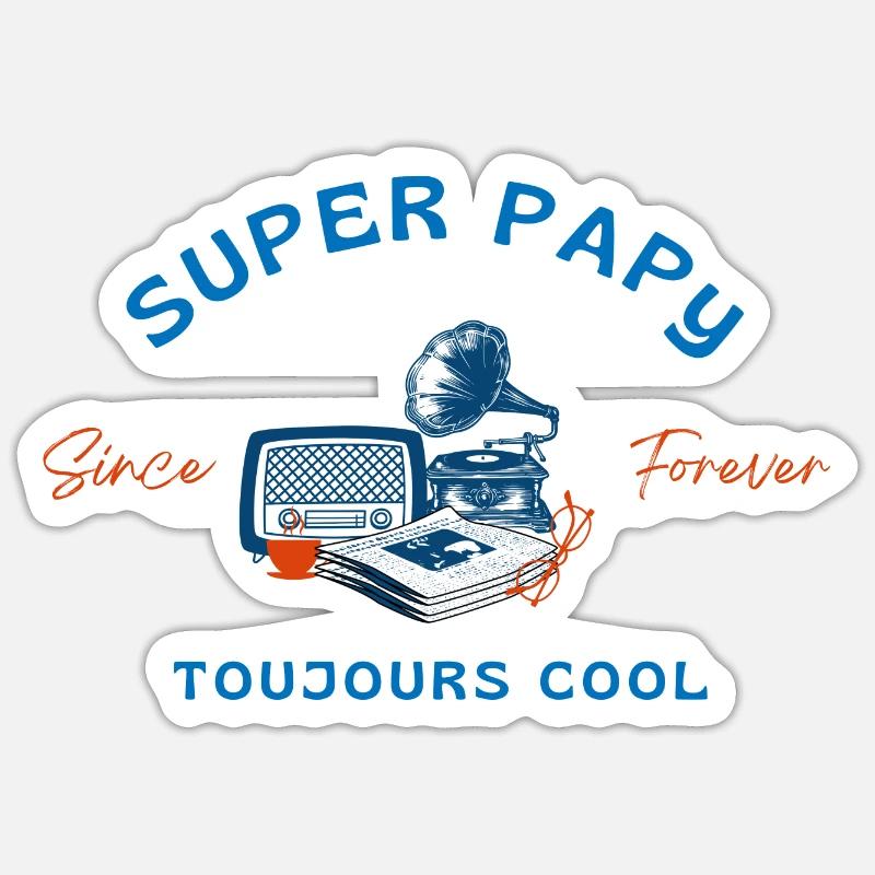 Super Opa immer cool - Opa Geschenkidee - Sticker Größe S (10 x 10 cm) - Mattweiß