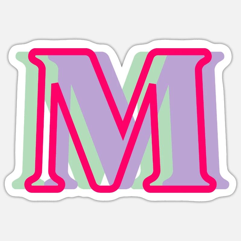 Lettre m multicolore - Sticker taille S (10 x 10 cm) - blanc mat