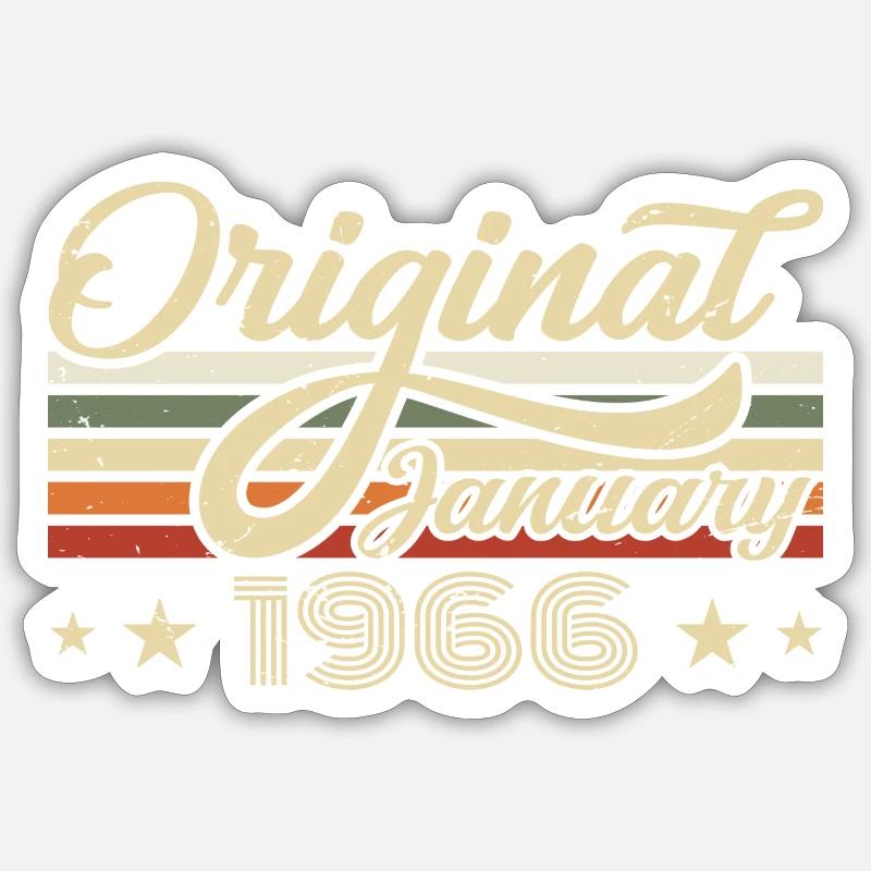 Anniversaire Janvier 1966 Janvier Né en janvier - Sticker taille S (10 x 10 cm) - blanc mat
