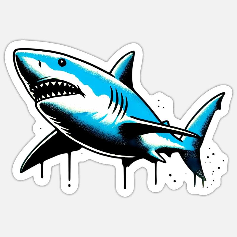 Requin - Sticker taille S (10 x 10 cm) - blanc mat