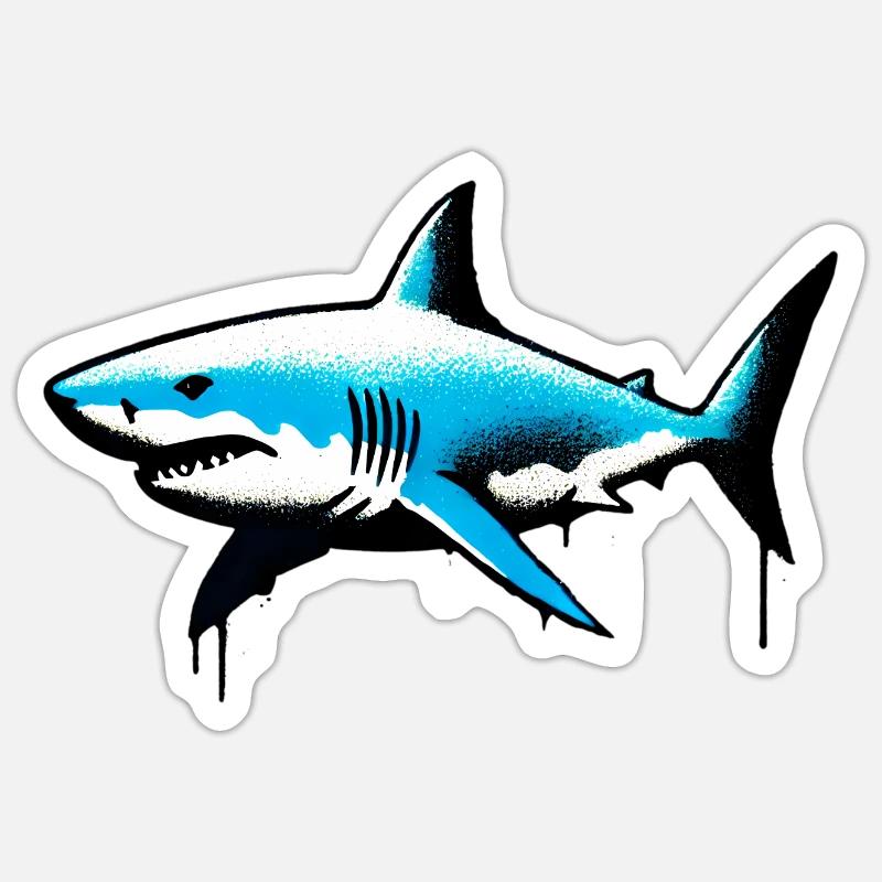 Requin - Sticker taille S (10 x 10 cm) - blanc mat