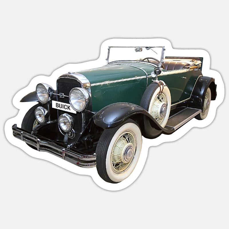 Historisches Auto - Sticker Größe S (10 x 10 cm) - Mattweiß