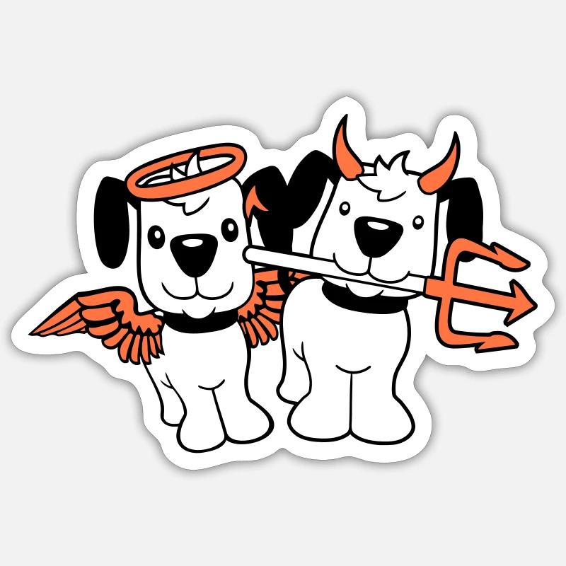 2 Dogs Angel Devil Satan Heaven Hell Conscience Sticker size S (10 x 10 cm)