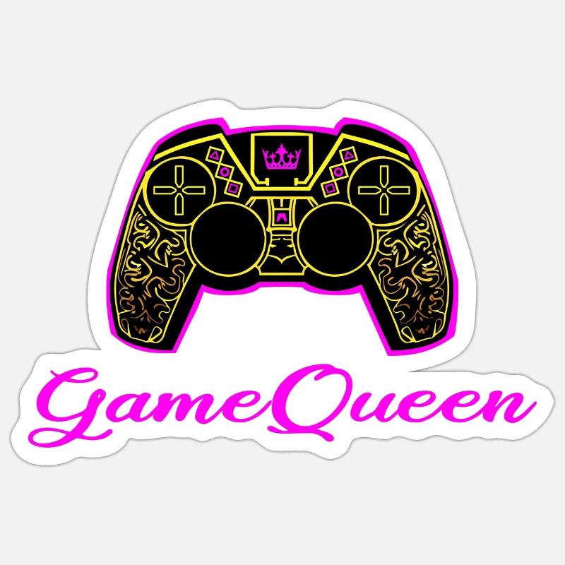 Game Queen zocken Controller - Sticker Größe S (10 x 10 cm) - Mattweiß