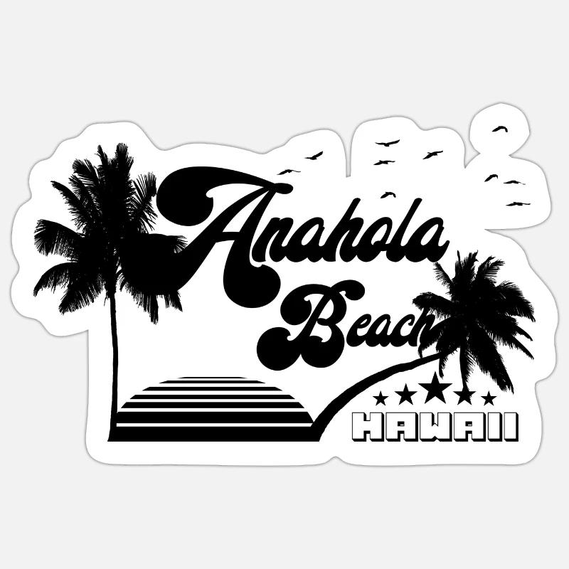 Sunset Palmiers Hawaï - Sticker taille S (10 x 10 cm) - blanc mat