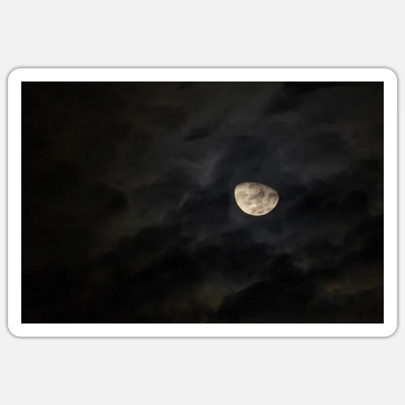 la lune - Sticker taille S (10 x 10 cm) - blanc mat