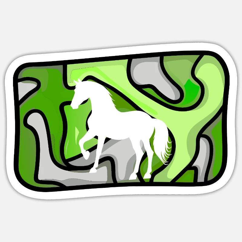 Cheval Chevaux Cheval sauvage - Sticker taille S (10 x 10 cm) - blanc mat