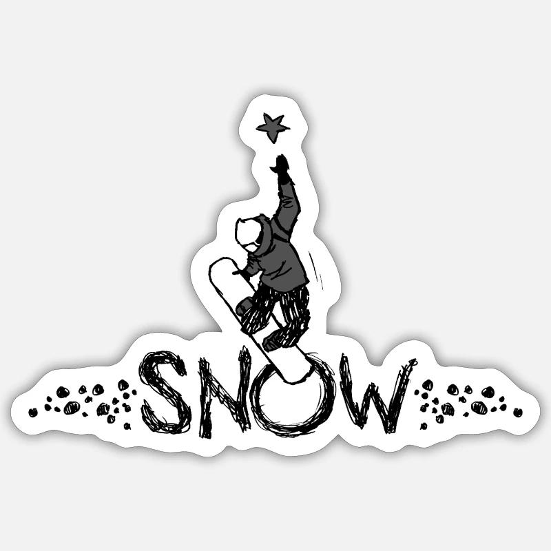 snowboard freestyle - Sticker taille S (10 x 10 cm) - blanc mat