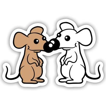 2 Mäuse Paar Verliebt Valentinstag Nasen berühren - Sticker Größe S (10 x 10 cm) - Mattweiß - Vorne