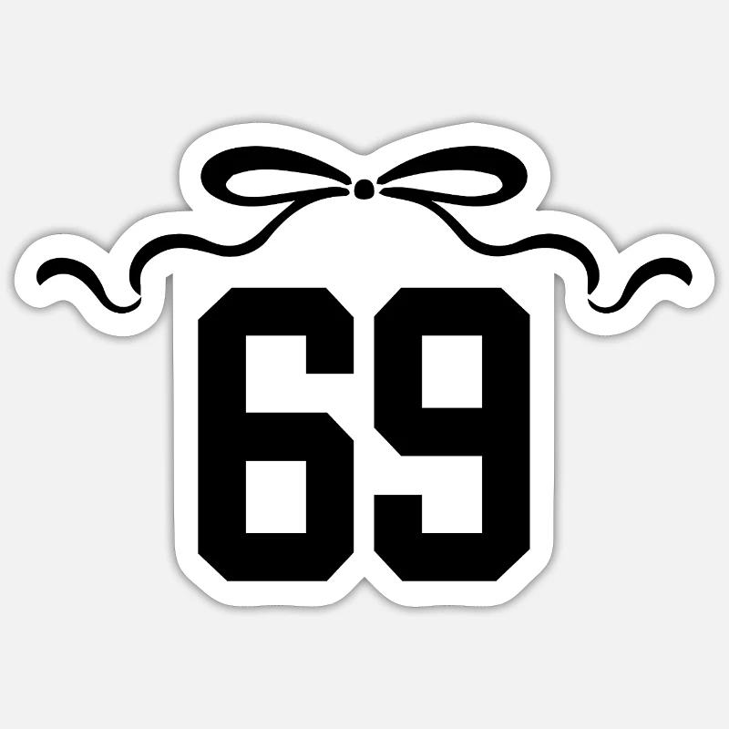 Numéro 69 noeud - 69e anniversaire - Sticker taille S (10 x 10 cm) - blanc mat