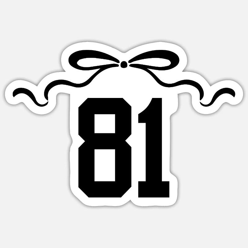 Numéro 81 noeud - 81e anniversaire - Sticker taille S (10 x 10 cm) - blanc mat