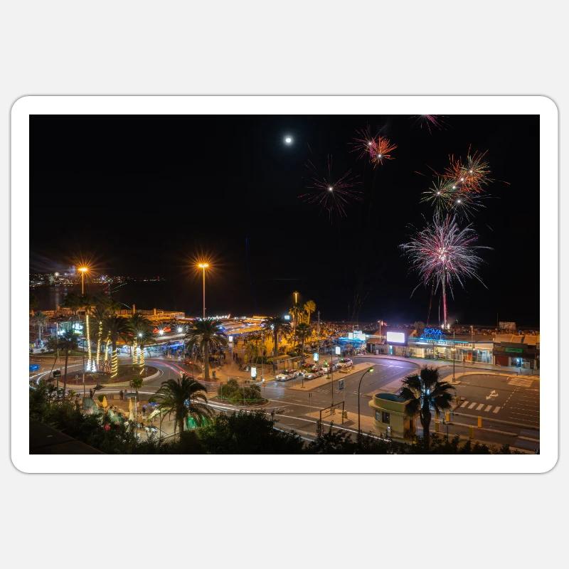 Maspalomas Silvesternacht - Sticker Größe S (10 x 10 cm) - Mattweiß
