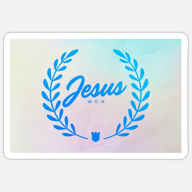 Jesus hat den Sieg errungen - Sticker Größe S (10 x 10 cm) - Mattweiß