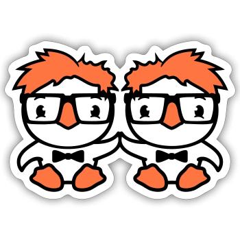 2 Birds Nerd Geek Smart Intelligent Horn-Rimmed Glasses - Sticker size S (10 x 10 cm) - white matte - Front