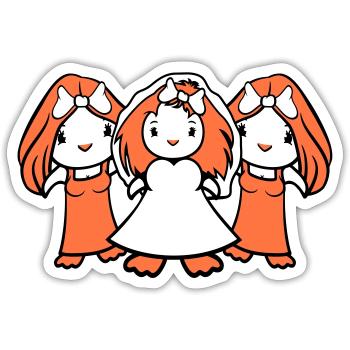 3 Vögel Team Braut Girls drei Freundinnen Hochzeit - Sticker Größe S (10 x 10 cm) - Mattweiß - Vorne