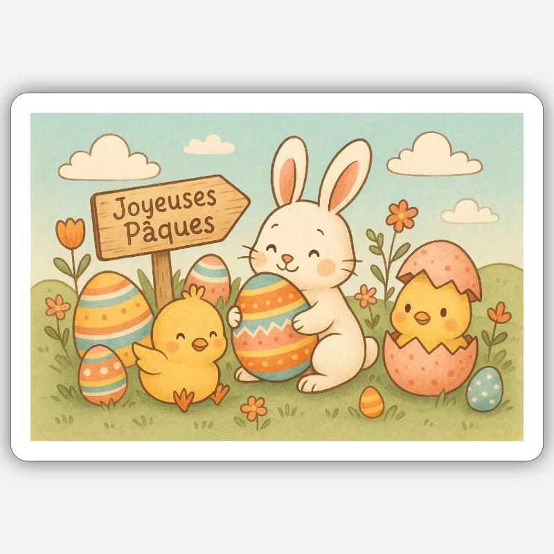 Fête de Pâques - Sticker taille S (10 x 10 cm) - blanc mat