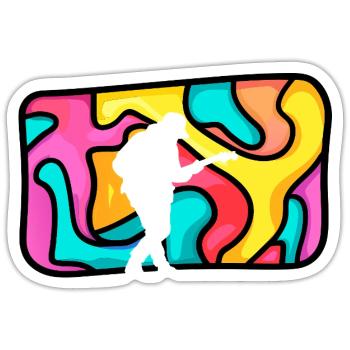 Electric Guitar Bass Player - Sticker size S (10 x 10 cm) - white matte - Front