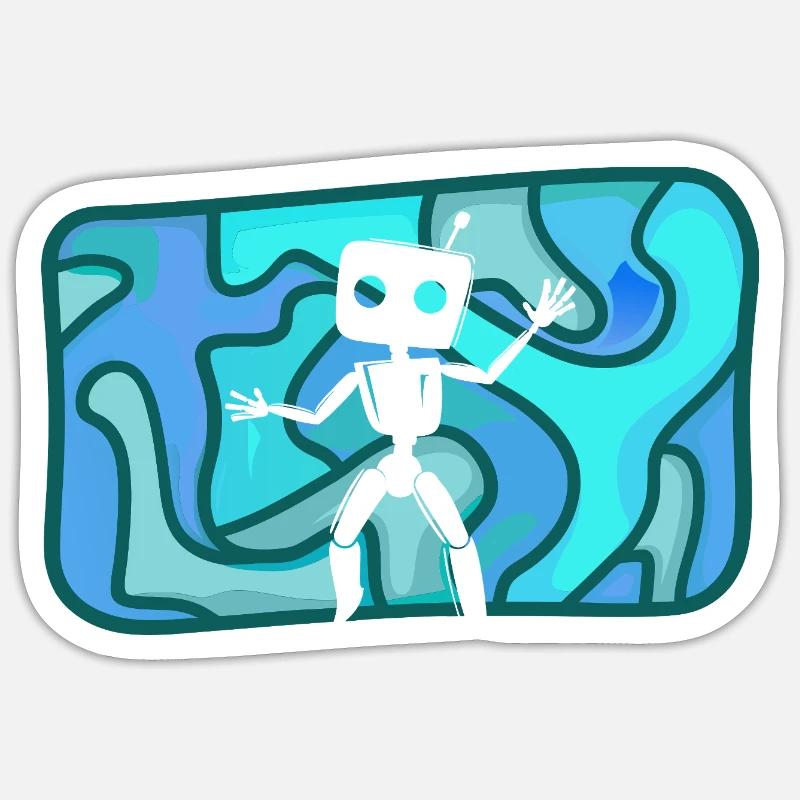 Cyborg Roboter Tech Sticker Größe S (10 x 10 cm)