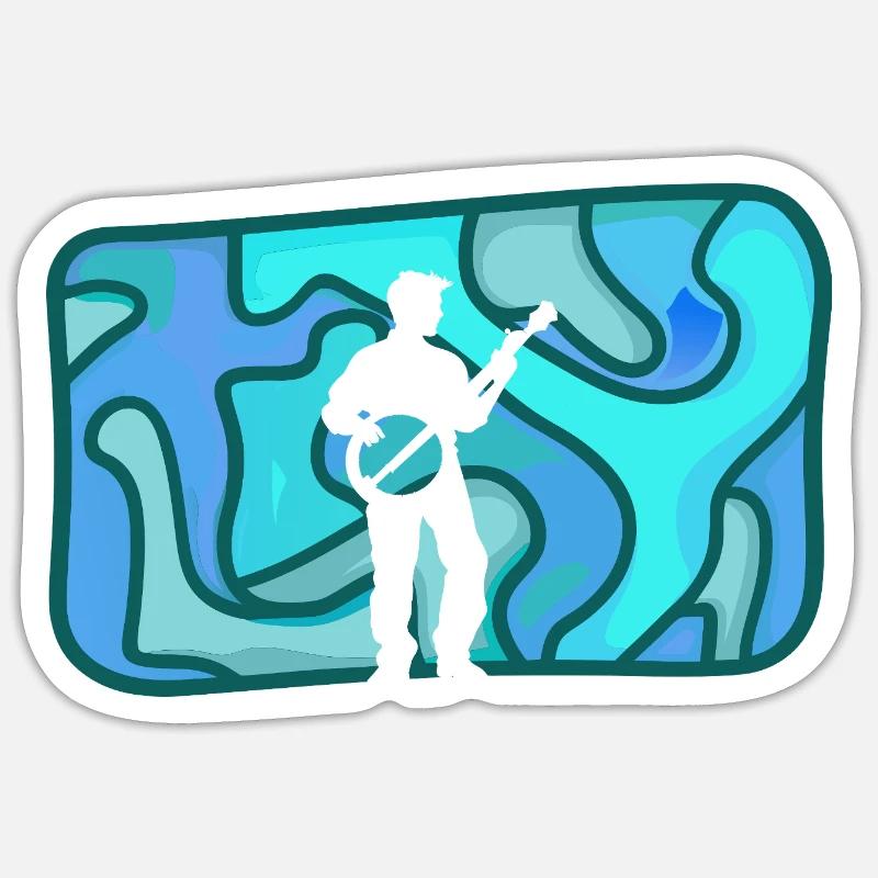 Banjo Dixie Folk - Sticker Größe S (10 x 10 cm) - Mattweiß
