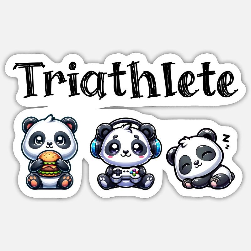 Triathlete Panda - Sticker Größe S (10 x 10 cm) - Mattweiß