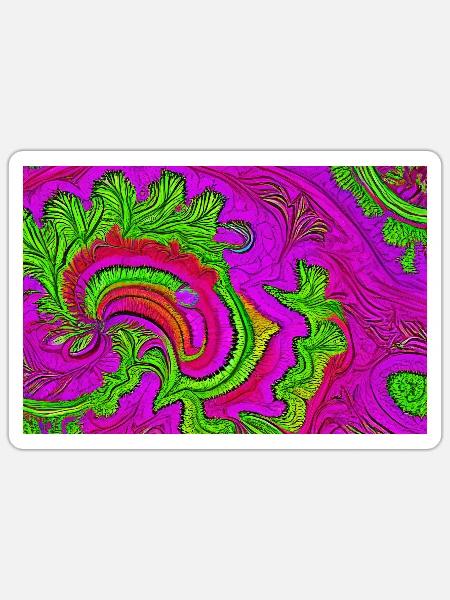 Psychedelischer Fraktalwirbel - Sticker Größe S (10 x 10 cm) - Mattweiß