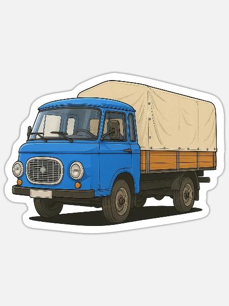 Ost-Pritsche - Sticker Größe S (10 x 10 cm) - Mattweiß