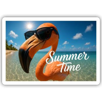 Suns Out, Shades On – Flamingo Style - Sticker size S (10 x 10 cm) - white matte - Front