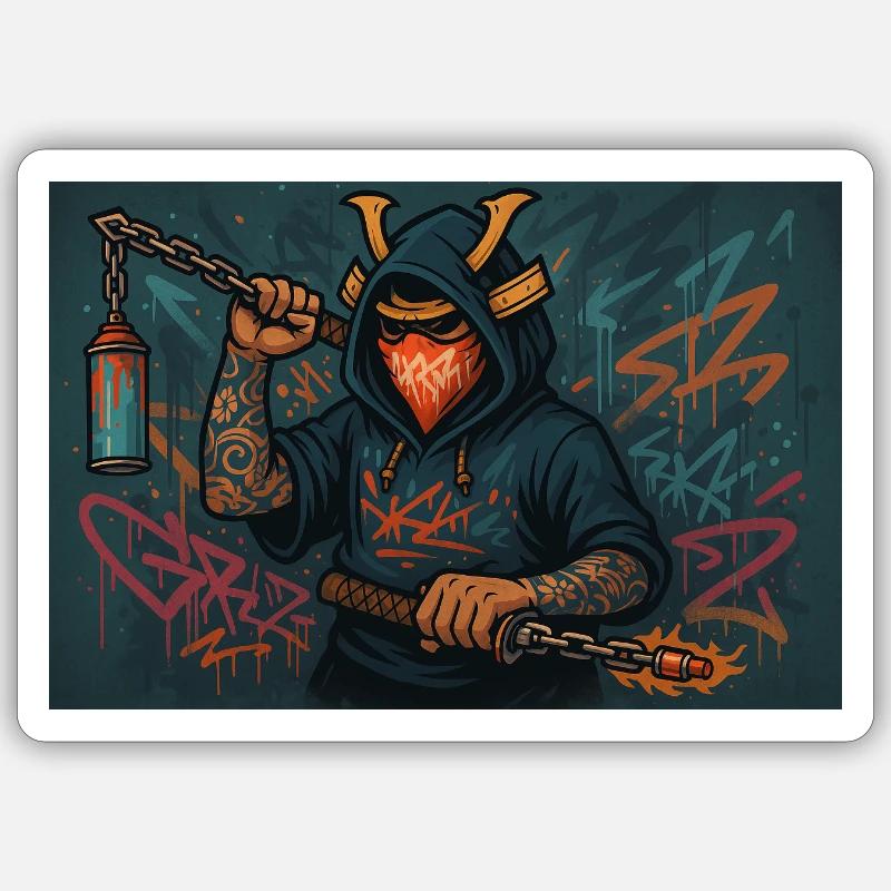 Graffiti Ronin - Sticker Größe S (10 x 10 cm) - Mattweiß