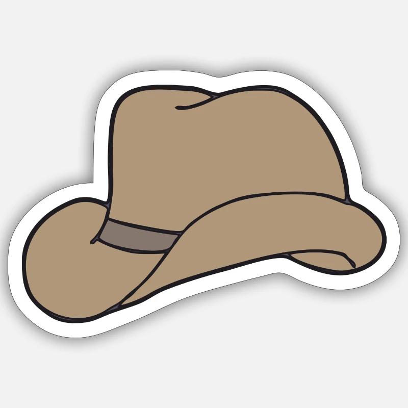 hat brown - Sticker size S (10 x 10 cm) - white matte
