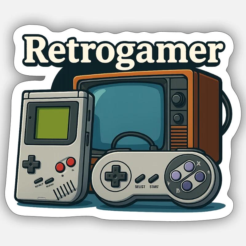 Rétrogamer - Sticker taille S (10 x 10 cm) - blanc mat