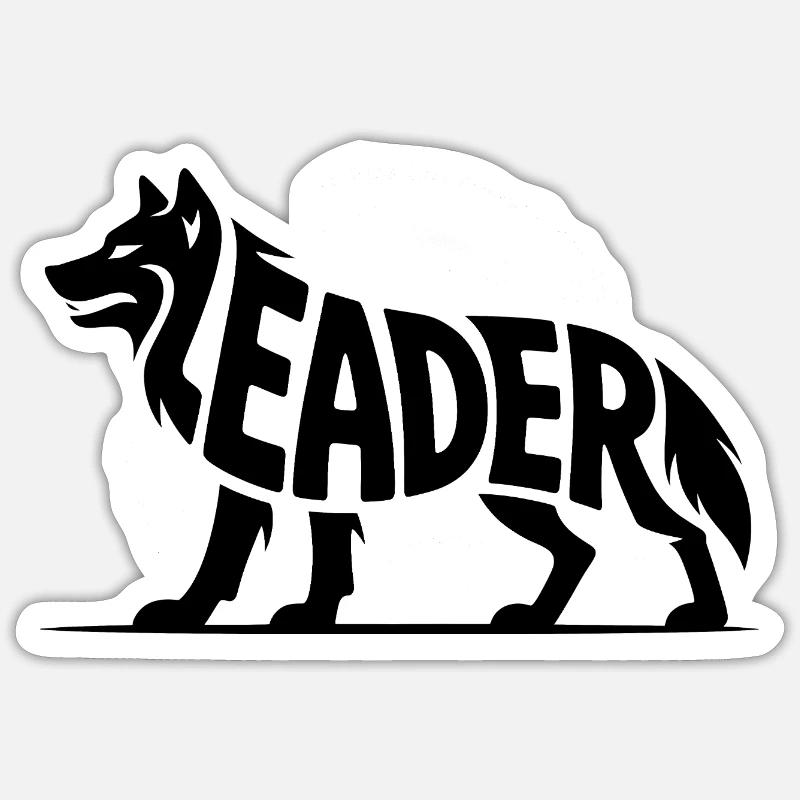 Leader - Moivational Wolf Logo - Sticker taille S (10 x 10 cm) - blanc mat