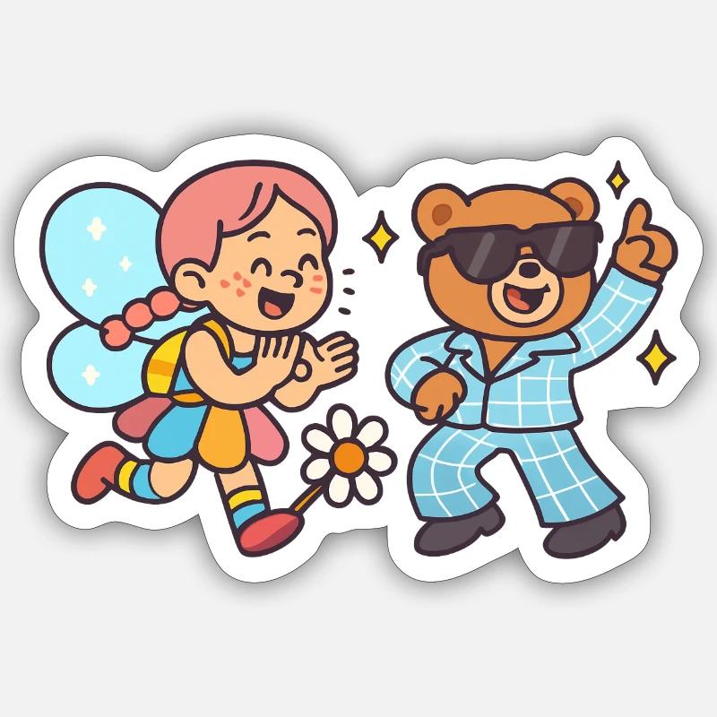 Disco Teddy Magic Sticker size S (10 x 10 cm)