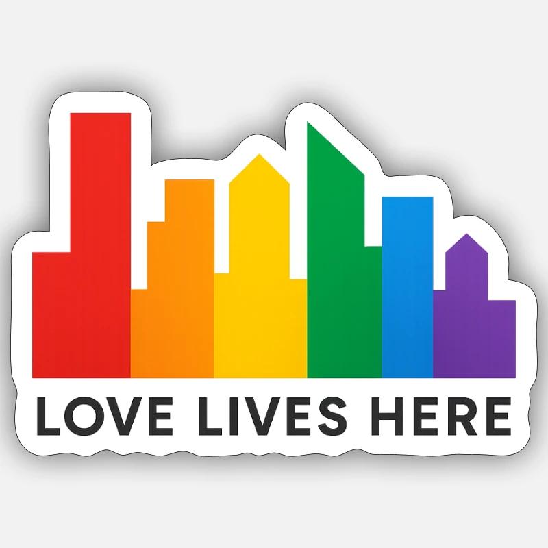 Rainbow Skyline Pride - Sticker size S (10 x 10 cm) - white matte